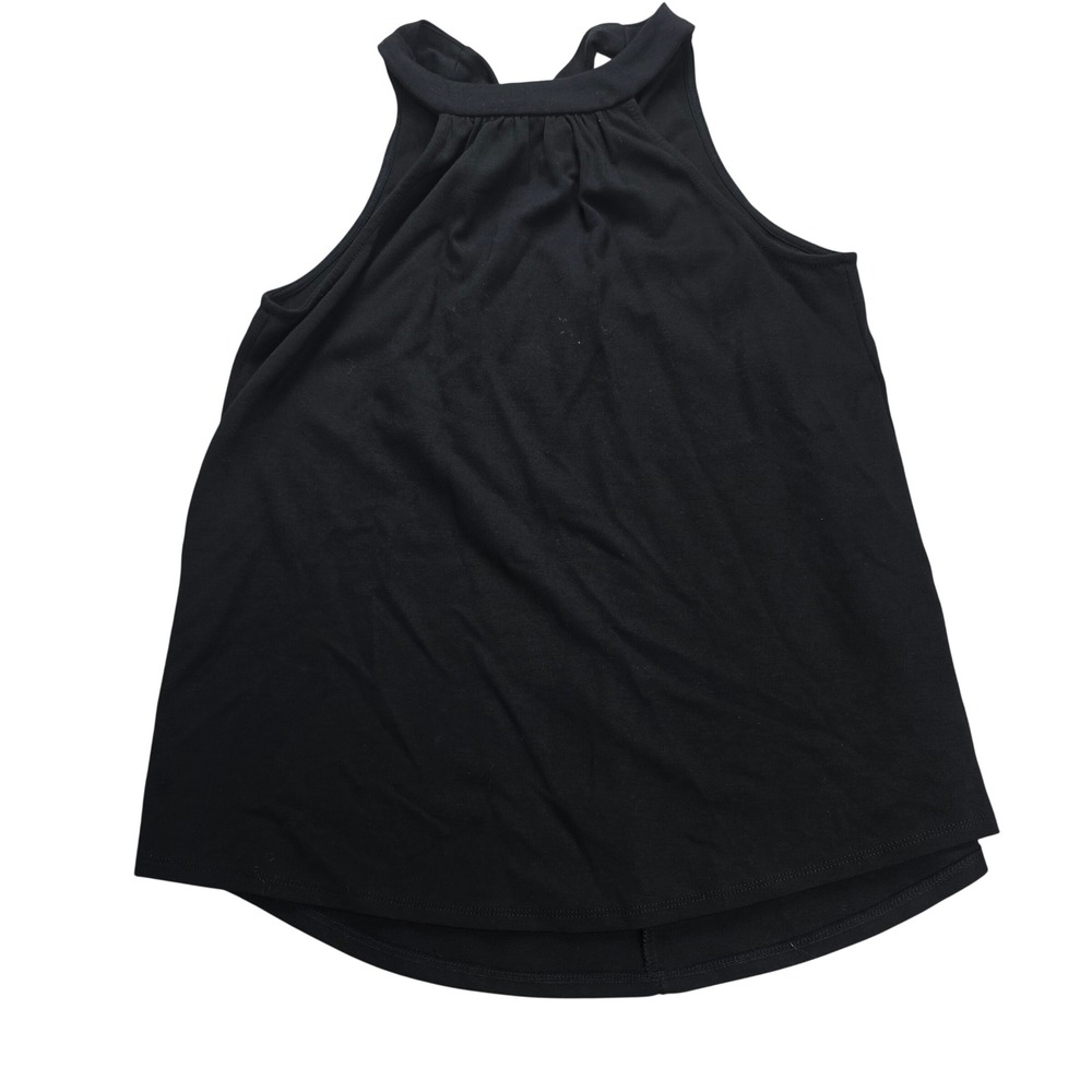 Gibson Halter Tank Top Womens‎ Small Black Tie Back Pleated Sleeveless